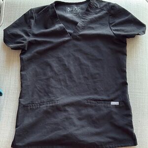 FIGS Jet Black V-Neck Scrub Top